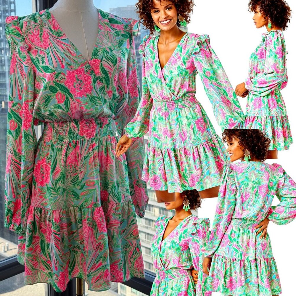 🆕 LILLY PULITZER 🧿 NWT Taviana Stretch Dress, Coming in Hot Blue Horizon, Sz 2